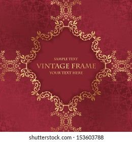 Vintage frame on a pink background. Luxury design. Retro style. Seamless wallpaper      