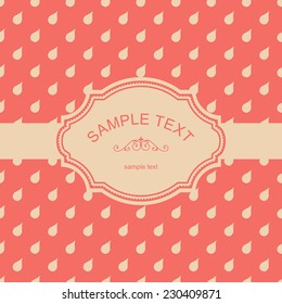 vintage frame on red texture background with drops 