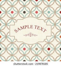 Vintage frame on retro abstract colorful seamless background with fabric texture 