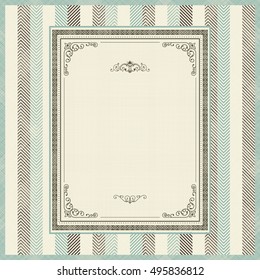 Vintage Frame on Retro Background Design. Template greeting card, invitation and advertising banner, brochure with space for text. Vector illustration.