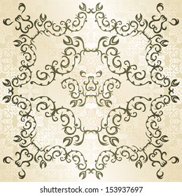 Vintage frame on seamless background. Retro style. Pastel colors      