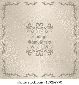 Vintage frame on a seamless  background. Seamless floral wallpaper. Pastel colors. Grunge design