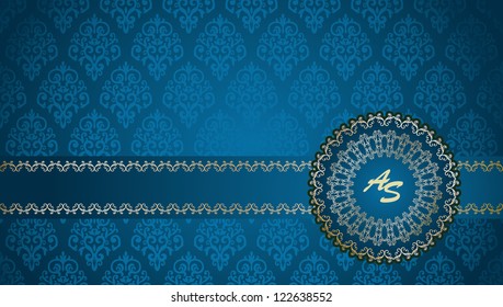 Vintage Frame on seamless damask wallpaper. Luxury  vintage design