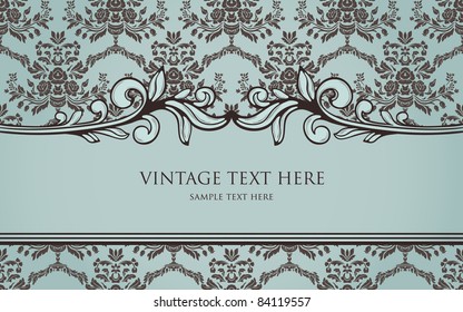 vintage frame on seamless damask background