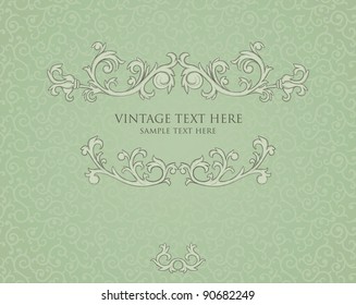 Vintage-Rahmen auf nahtlosem Damast-Hintergrund. Der Hintergrund befindet sich auf der eigenen Ebene und kann separat verwendet werden.