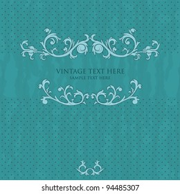 Vintage frame on seamless damask background.