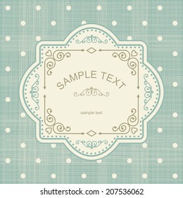 Vintage frame on seamless polka dots retro pattern