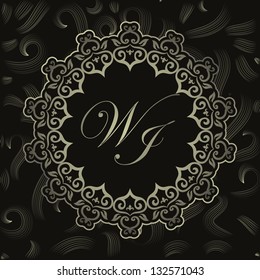 Vintage frame on seamless swirls background