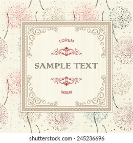 vintage frame on seamless texture background with colorful abstract pattern