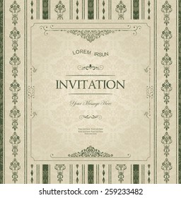 Vintage frame on seamless victorian pattern