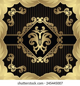 Vintage frame on striped background. Frame, border and decorative elements        