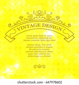 Vintage frame on SUNNY Yellow background. Summer card