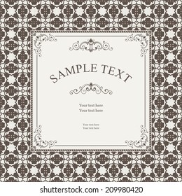 Vintage frame on victorian background in brown