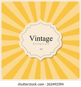 Vintage frame on yellow rays background. Illustration eps10