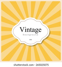 Vintage frame on yellow rays background. Illustration eps10