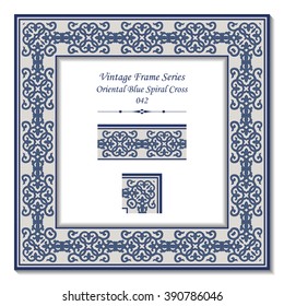 Vintage frame - Oriental Blue Spiral Cross