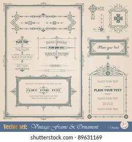 Vintage frame, ornament and element for decoration and design