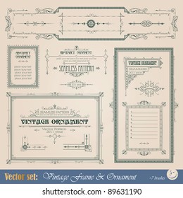 Vintage frame, ornament and element for decoration and design