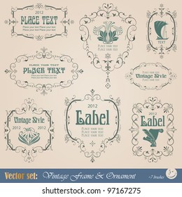 Vintage frame, ornament and element for decoration and design