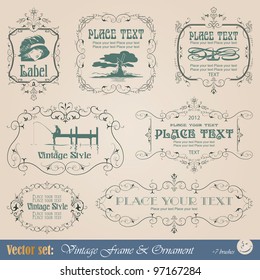 Vintage frame, ornament and element for decoration and design