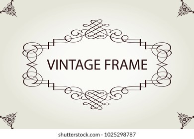 Vintage frame with ornament. Greeting card. Template for your design. Vector illustration