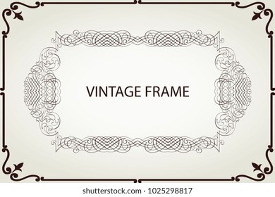 Vintage frame with ornament. Greeting card. Template for your design. Vector illustration