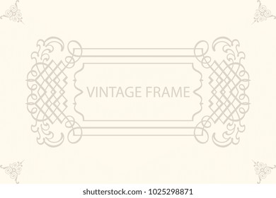 Vintage frame with ornament. Greeting card. Template for your design. Vector illustration