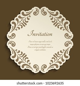 Vintage frame with ornamental border pattern, floral decoration for wedding invitation or save the date card design, vector eps10