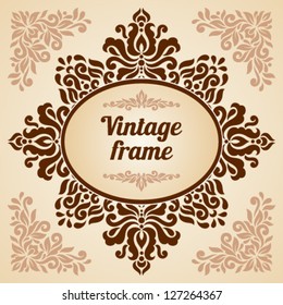 Vintage frame. Ornamental floral element.