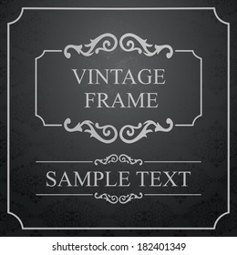 Vintage Frame with Ornamental round damask lace pattern.  Space for text. Retro Background. Vector Illustration