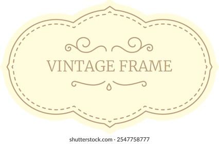 Quadro vintage com redemoinhos ornamentados e uma borda pontilhada cria um design clássico e elegante em um fundo de creme, perfeito para adicionar um toque de nostalgia a qualquer projeto