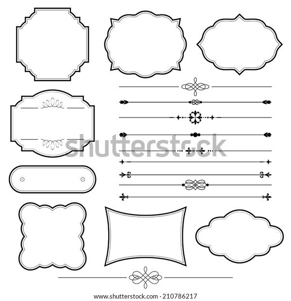 Vintage frame and page decoration set\
isolated on white. Calligraphic design\
elements.