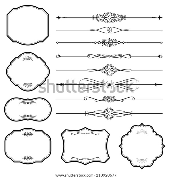 Vintage\
frame and page decoration set isolated on\
white.