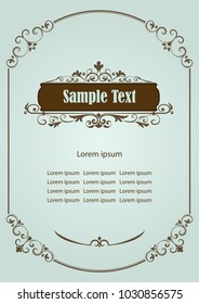 Vintage frame page design with copy space. Menu, invitation or other printed materials vector template.