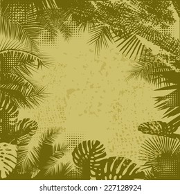 Vintage frame with palm trees. Vector