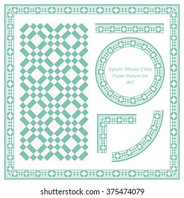Vintage Frame Pattern Set 002 Square Mosaic Cross
