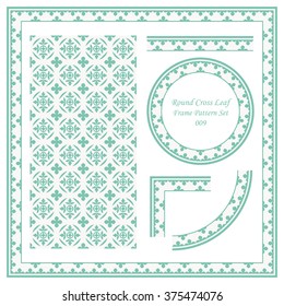 Vintage Frame Pattern Set 009 Round Cross Leaf