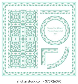 Vintage Frame Pattern Set 021 Cross Line Flower