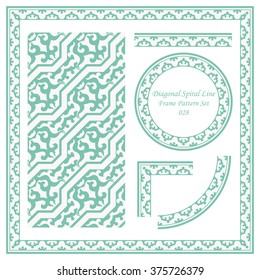 Vintage Frame Pattern Set 028 Diagonal Spiral Line

