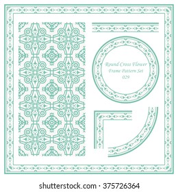 Vintage Frame Pattern Set 029 Round Cross Flower