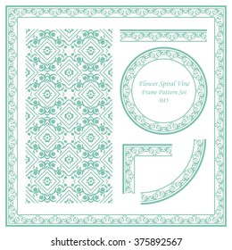 Vintage Frame Pattern Set 045 Flower Spiral Vine
