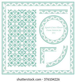 Vintage Frame Pattern Set 074 Square Cross Flower
