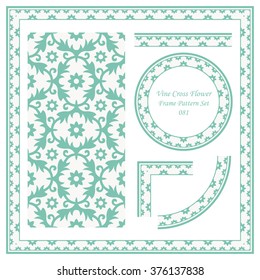 Vintage Frame Pattern Set 081 Vine Cross Flower