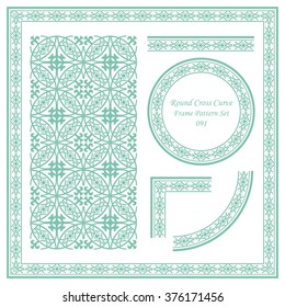 Vintage Frame Pattern Set 091 Round Cross Curve