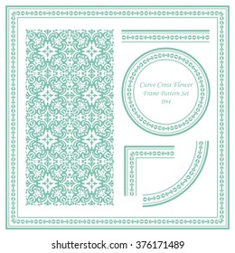 Vintage Frame Pattern Set 094 Curve Cross Flower
