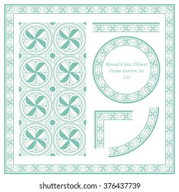 Vintage Frame Pattern Set 133 Round Cross Flower