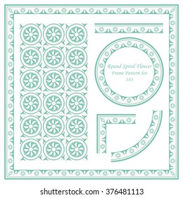 Vintage Frame Pattern Set 143 Round Spiral Flower