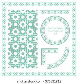 Vintage Frame Pattern Set 159 Star Cross Square Geometry