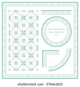 Vintage Frame Pattern Set 171 Star Cross Flower