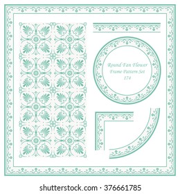 Vintage Frame Pattern Set 174 Round Fan Curve Flower